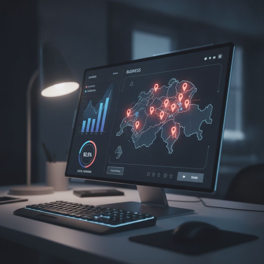Dashboard mit Daten zu lokalen Suchergebnissen und Geodaten